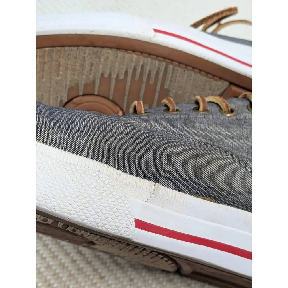 Polo Ralph Lauren Vaughn Canvas Sneaker Gray Lace Up Casual Shoes 14D Leather